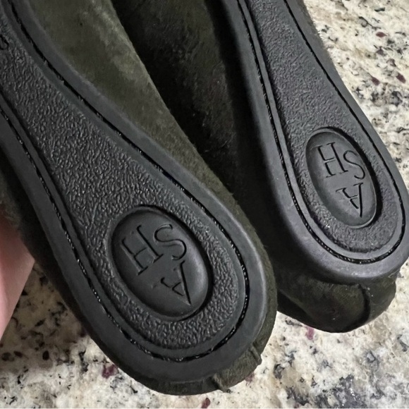 ASH Olive Joe Bis Bow Ballet Flats With Stud Skull 38 Olive Green Grunge - Picture 9 of 9